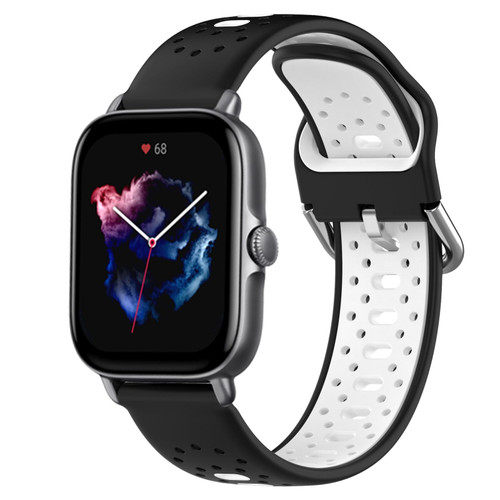 For Amazfit GTS 3 20mm Breathable Two-Color Silicone Watch Band(Black+White)
