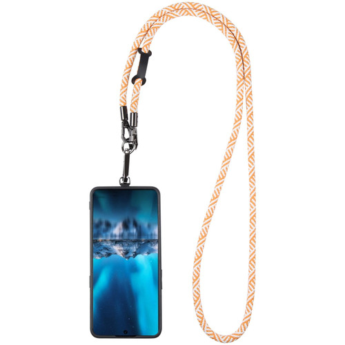 Adjustable Universal Phone Lanyard with Detachable Clip(Orange + White)