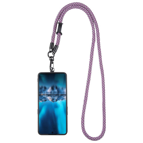 Adjustable Universal Phone Lanyard with Detachable Clip(Purple Black White)