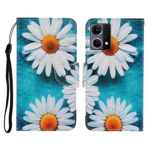 For OPPO Reno7 4G Colored Drawing Pattern Flip Leather Phone Case(Daisy) For OPPO Reno7 4G Colored Drawing Pattern Flip Leather Phone Case(Daisy)