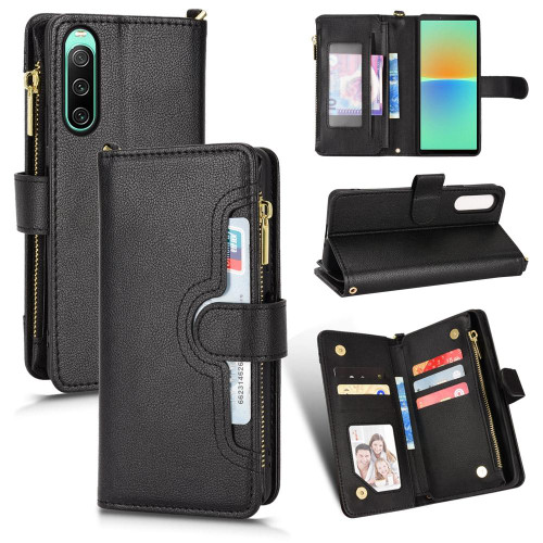 For Sony Xperia 10 IV Litchi Texture Zipper Leather Phone Case(Black) For Sony Xperia 10 IV Litchi Texture Zipper Leather Phone Case(Black)
