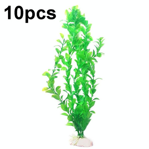 10pcs 25cm Fish Tank Simulation Water Plants Plastic Aquarium Fish Tank Decoration Fake Water Plants(Green)