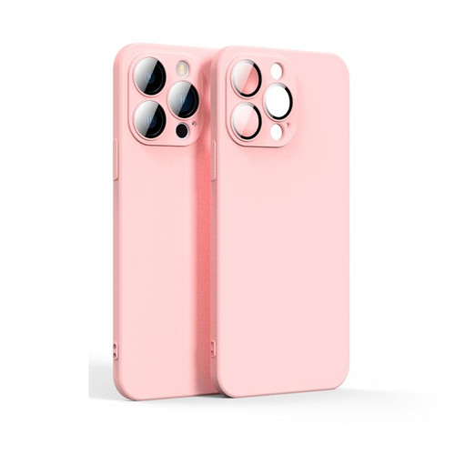 Lens Glass Film Liquid State Phone Case For iPhone 11 Pro(Pink)
