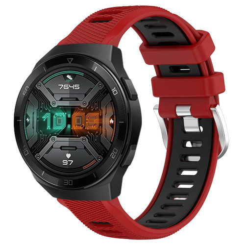 For Huawei Watch GT 2E 22mm Sports Two-Color Steel Buckle Silicone Watch Band(Red+Black)