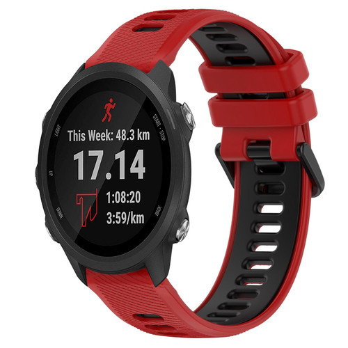 For Garmin Forerunner 245 Music 20mm Sports Two-Color Silicone Watch Band(Red+Black) For Garmin Forerunner 245 Music 20mm Sports Two-Color Silicone Watch Band(Red+Black)