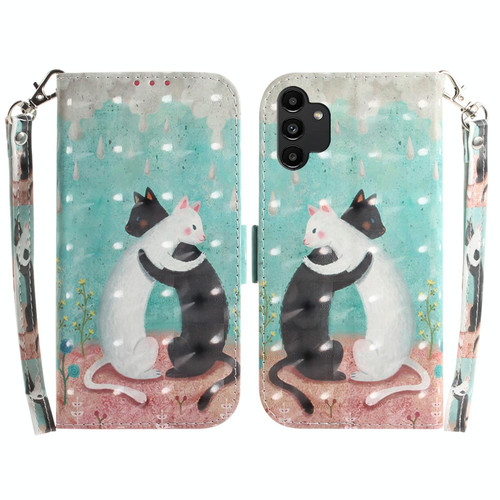 For Samsung Galaxy A13 4G 3D Colored Horizontal Flip Leather Phone Case(Black White Cat)