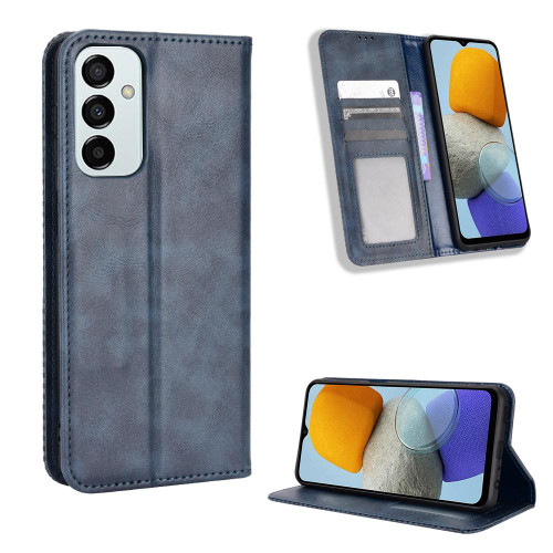 For Samsung Galaxy M13 4G / M23 5G Magnetic Buckle Retro Texture Leather Phone Case(Blue)