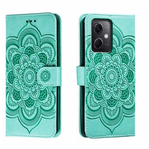 For Xiaomi Redmi Note 12 5G Global Sun Mandala Embossing Pattern Phone Leather Case(Green)