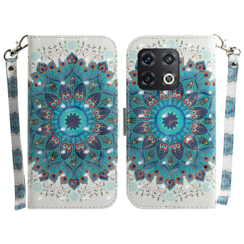 For OnePlus 10 Pro 5G 3D Colored Horizontal Flip Leather Phone Case(Peacock Wreath)