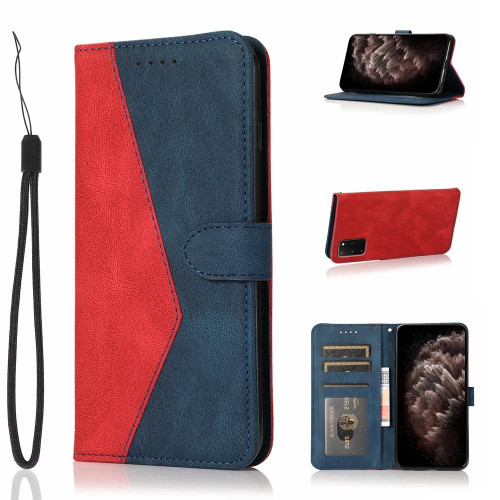 For Samsung Galaxy S20+ Dual-color Stitching Leather Phone Case(Red Blue)