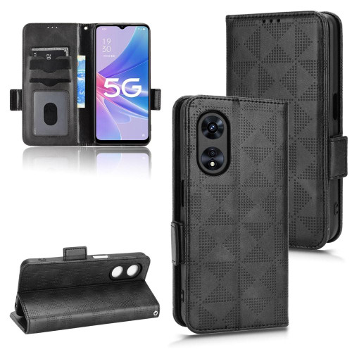 For OPPO A97 5G Symmetrical Triangle Leather Phone Case(Black)