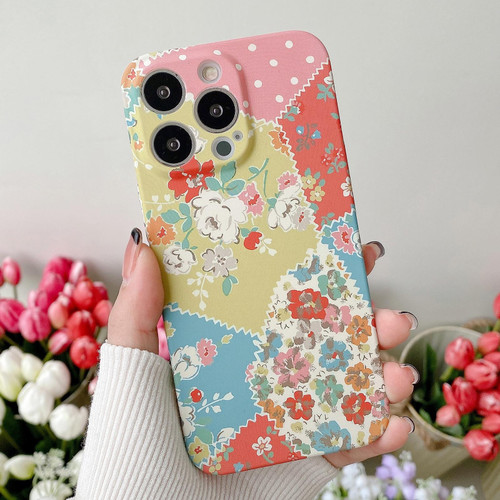 For iPhone 13 Water Sticker Flower Pattern PC Phone Case(Irregular Background Rose)