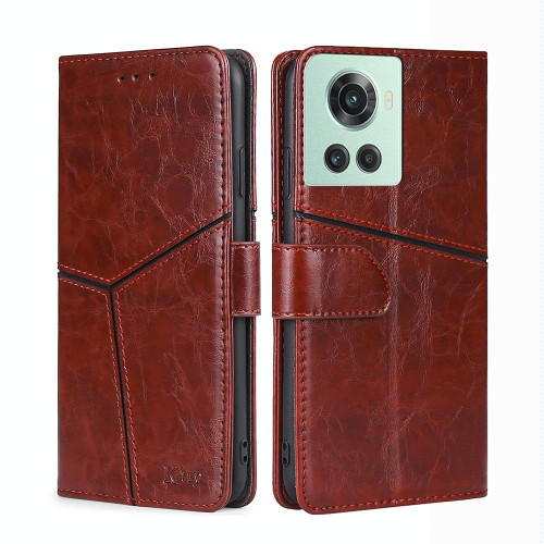For OnePlus Ace/10R Geometric Stitching Horizontal Flip TPU + PU Leather Phone Case(Dark Brown) For OnePlus Ace/10R Geometric Stitching Horizontal Flip TPU + PU Leather Phone Case(Dark Brown)