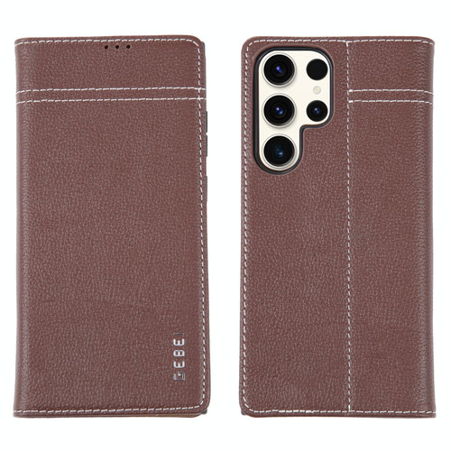 For Samsung Galaxy S23 Ultra 5G GEBEI Top-grain Horizontal Flip Leather Phone Case(Brown) For Samsung Galaxy S23 Ultra 5G GEBEI Top-grain Horizontal Flip Leather Phone Case(Brown)