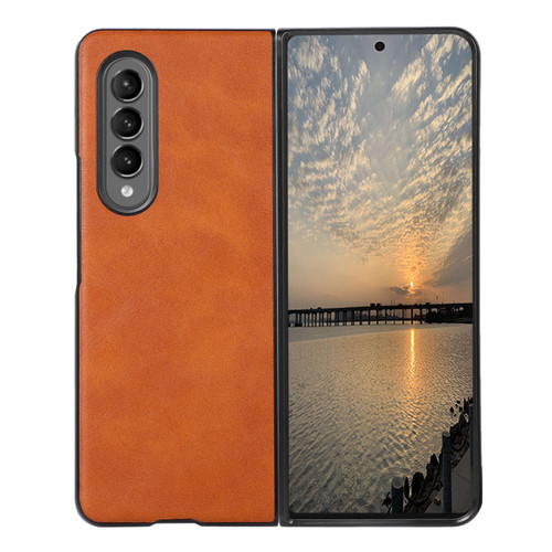 For Samsung Galaxy Z Fold4 Cowhide Texture PU Phone Case(Brown)