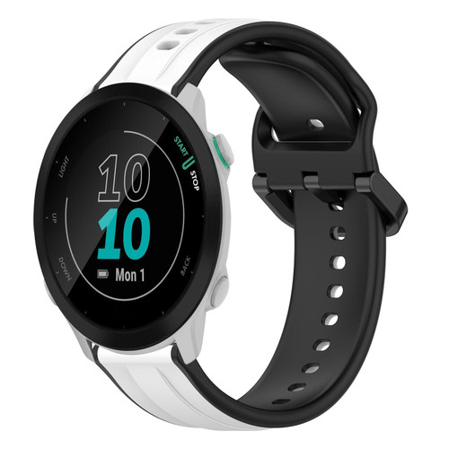 For Garmin Forerunner 55 20mm Convex Loop Two-Color Silicone Watch Band(White+Black)