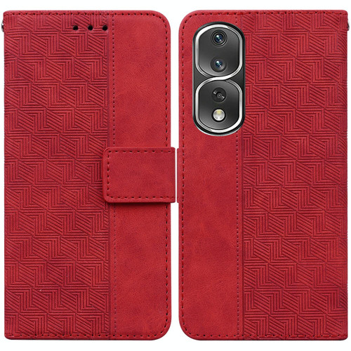 For Honor 80 Pro Geometric Embossed Leather Phone Case(Red)