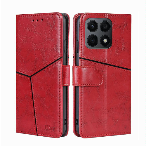 For Honor X8A Geometric Stitching Horizontal Flip Leather Phone Case(Red)