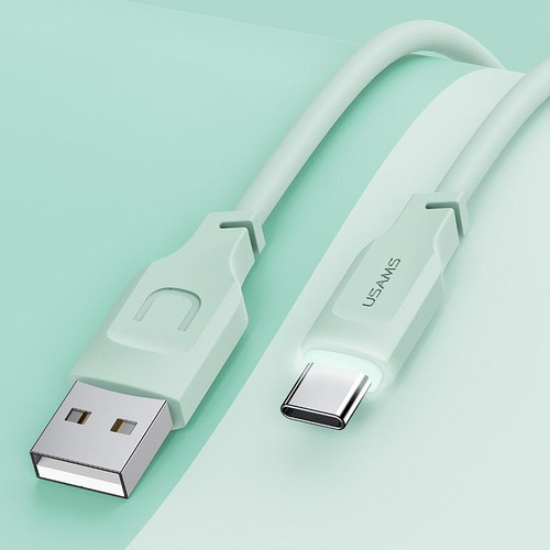 USAMS US-SJ568 6A Type-C / USB-C Fast Charing Data Cable with Light, Length: 1.2m(Green)