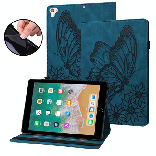 Big Butterfly Embossed Smart Leather Tablet Case For iPad Air 2 / 9.7 2018&2017(Blue)