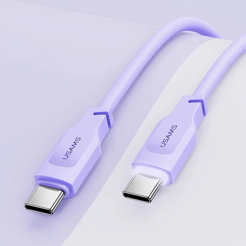 USAMS US-SJ567 Type-C/USB-C to Type-C/USB-C PD 100W Fast Charing Data Cable with Light, Length: 1.2m(Purple)