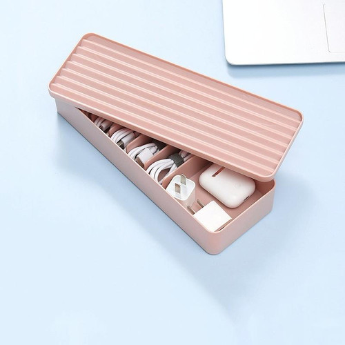 Desktop Data Cable Storage Box Dust-proof Line Box Single-layer(Pink)