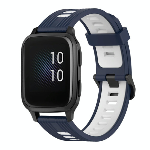 For Garmin Venu sq 20mm Vertical Pattern Two-Color Silicone Watch Band(Dark Blue+White)