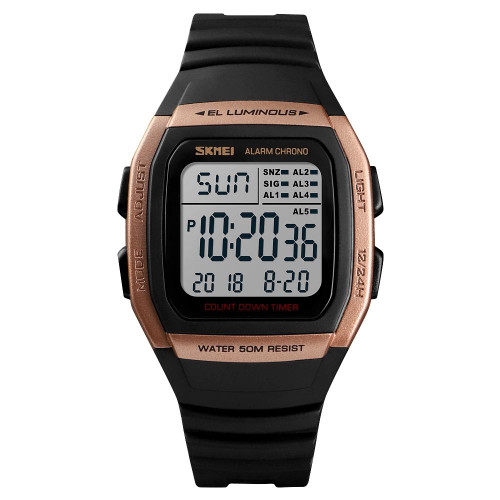 SKMEI 1278 Fashionable Outdoor 50m Waterproof Digital Watch Student Sports Wrist Watch Support 5 Group Alarm Clocks(Rose Gold) SKMEI 1278 Fashionable Outdoor 50m Waterproof Digital Watch Student Sports Wrist Watch Support 5 Group Alarm Clocks(Rose Gold)
