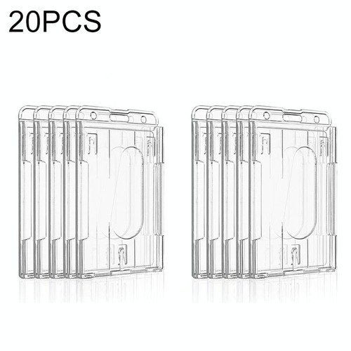 20 PCS Hard Plastic ID Badge Card Holder Integrated Injection Molded Transparent Double-sided Card Holder