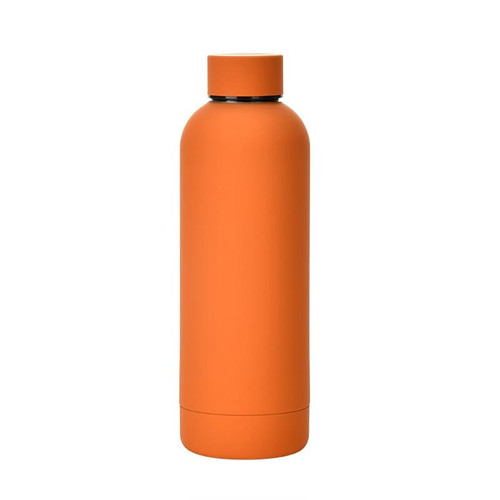 Stainless Steel Outdoor Matte Water Bottle Portable Sports Water Cup Rubber Paint Insulation Cup(Cinnabar Orange)