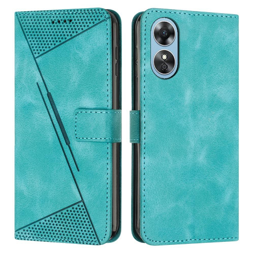 For OPPO A17 / A17k Dream Triangle Leather Phone Case with Lanyard(Green)