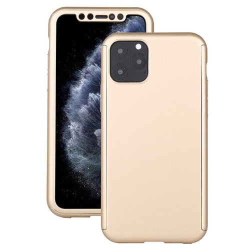 For iPhone 11 Pro Shockproof PC Full Coverage Protective Case with Tempered Glass Film(Gold) For iPhone 11 Pro Shockproof PC Full Coverage Protective Case with Tempered Glass Film(Gold)