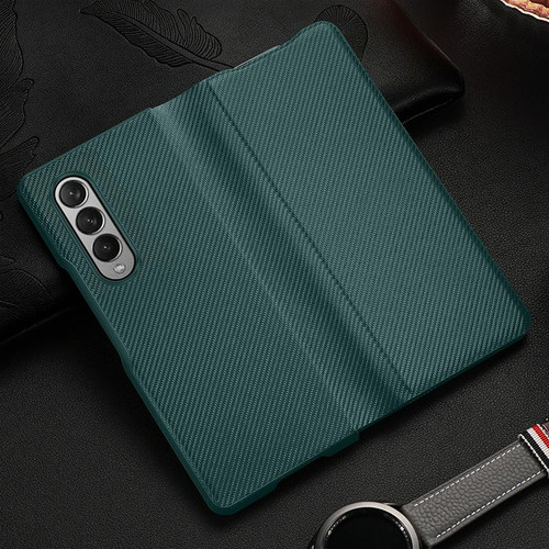 For Samsung Galaxy Z Fold3 5G Carbon Fiber Texture Folding All Inclusive PU Shockproof Leather Case(Green)