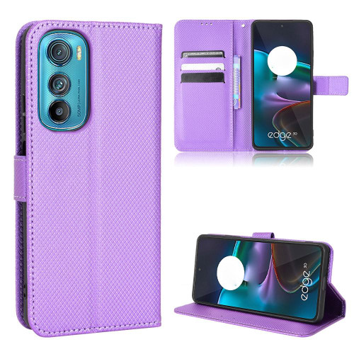 For Motorola Edge 30 Diamond Texture Leather Phone Case(Purple) For Motorola Edge 30 Diamond Texture Leather Phone Case(Purple)