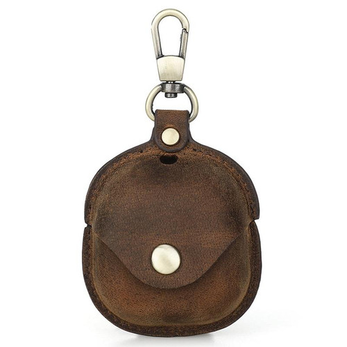 Crazy Horse Leather Wireless Bluetooth Earphone Cover For Samsung Galaxy Buds2(Coffee)