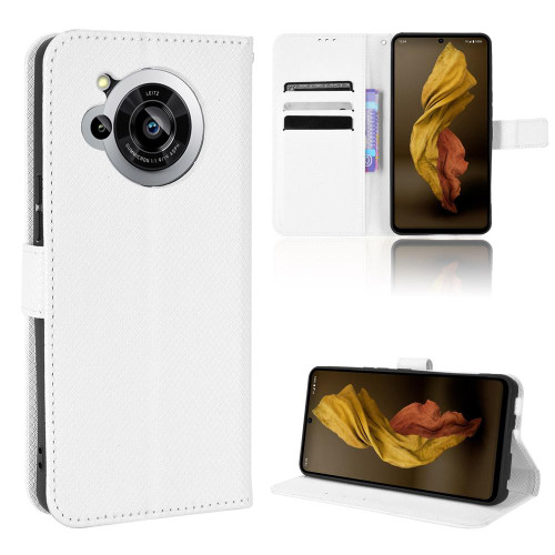 For Sharp Aquos R7 Diamond Texture Leather Phone Case(White)