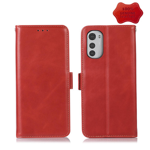 For Motorola Moto E32 4G Crazy Horse Top Layer Cowhide Leather Phone Case(Red) For Motorola Moto E32 4G Crazy Horse Top Layer Cowhide Leather Phone Case(Red)
