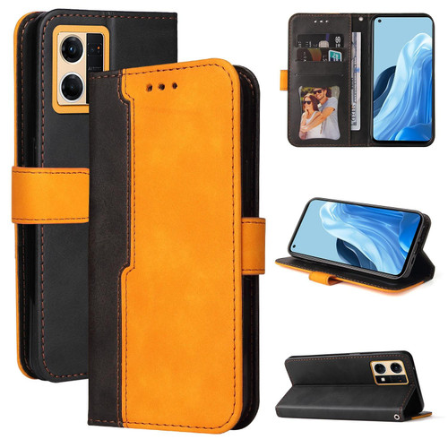 For OPPO Reno7 4G / F21 Pro 4G Stitching-Color Horizontal Flip Leather Phone Case(Orange) For OPPO Reno7 4G / F21 Pro 4G Stitching-Color Horizontal Flip Leather Phone Case(Orange)
