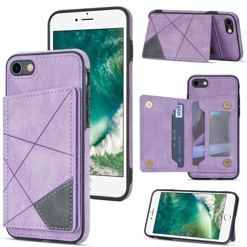 For iPhone SE 2022 / SE 2020 / 8 / 7 Line Card Holder Phone Case(Purple)