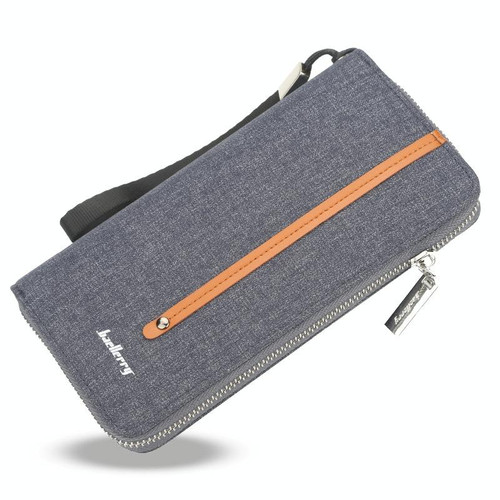 Baellerry Canvas Wallet Long Zipper Wallet Vintage Casual Multi-Card Clutch For Men(Blue)