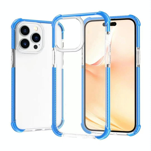 For iPhone 14 Pro Acrylic Four Corners Shockproof Phone Case (Transparent Blue)