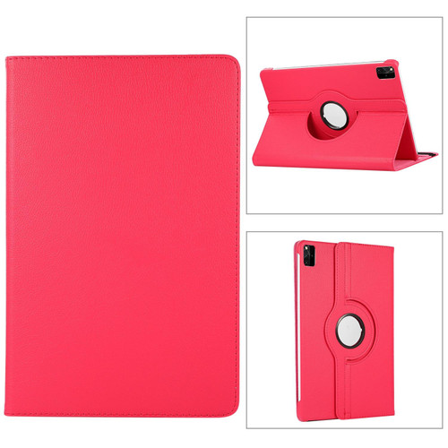 For Realme Pad Mini 360 Degree Rotation Litchi Texture Tablet Leather Case(Rose Red)