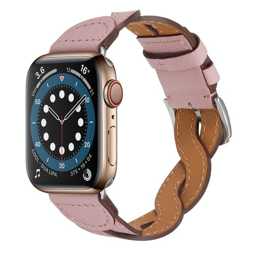 Weave Watch Band For Apple Watch Series 9&8&7 41mm / SE 3&SE 2&6&SE&5&4 40mm / 3&2&1 38mm(Pink)