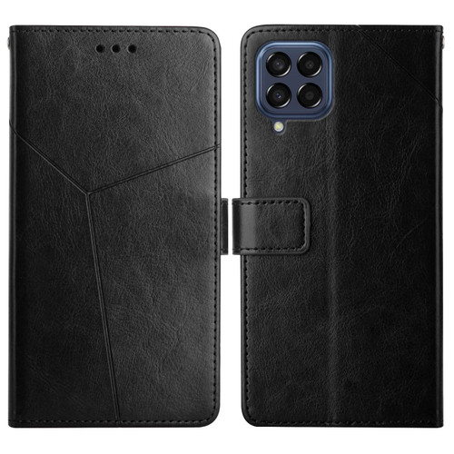 For Samsung Galaxy M33 Y Stitching Horizontal Flip Leather Phone Case(Black)