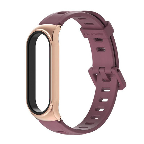 For Xiaomi Mi Band 6 / 5 / 4 / 3 Mijobs Flat Hole Silicone Watch Band, Style:CS Case(Wine Red+Rose Gold) For Xiaomi Mi Band 6 / 5 / 4 / 3 Mijobs Flat Hole Silicone Watch Band, Style:CS Case(Wine Red+Rose Gold)