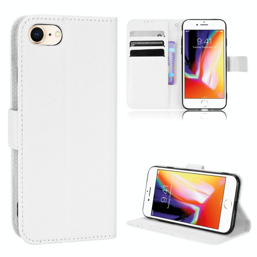 For iPhone SE 2022 / SE 2020 / 8 / 7 Diamond Texture Leather Phone Case(White)