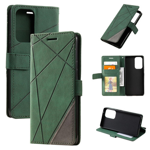 For Samsung Galaxy A33 5G Skin Feel Splicing Leather Phone Case(Green) For Samsung Galaxy A33 5G Skin Feel Splicing Leather Phone Case(Green)