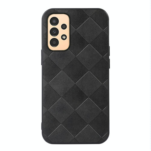 For Samsung Galaxy A13 4G Weave Plaid PU Phone Case(Black)