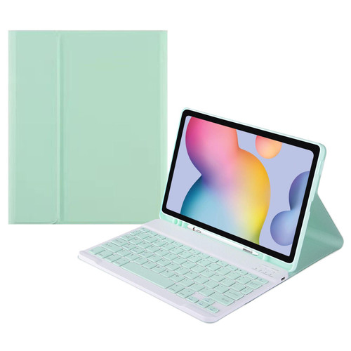 Square Cap Bluetooth Keyboard Leather Case with Pen Slot for Samsung Galaxy Tab S6 Lite(Green)