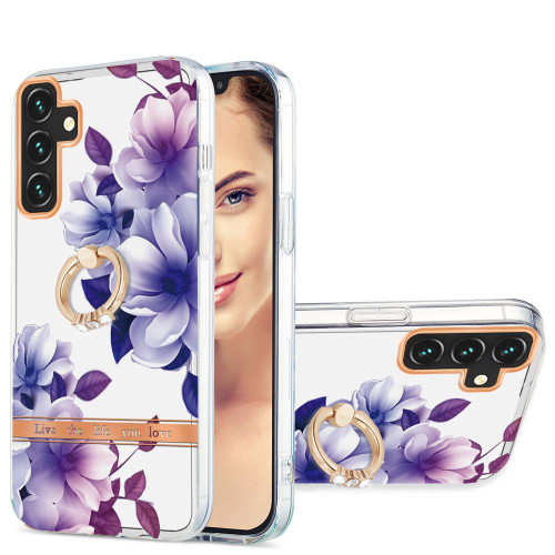 For Samsung Galaxy A13 5G Ring IMD Flowers TPU Phone Case(Purple Begonia)
